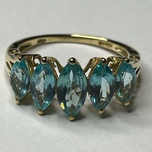 10K Gold Blue Topaz Ring size 7